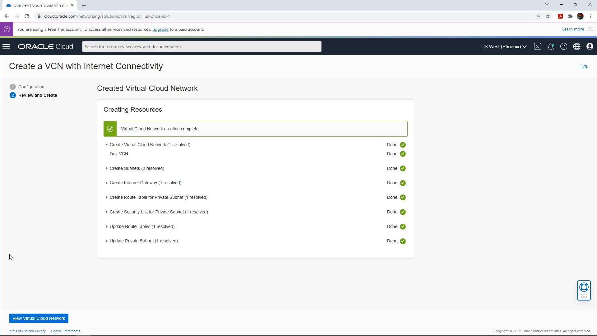 Read more about the article Oracle Cloud Infrastructure- Crear VCN